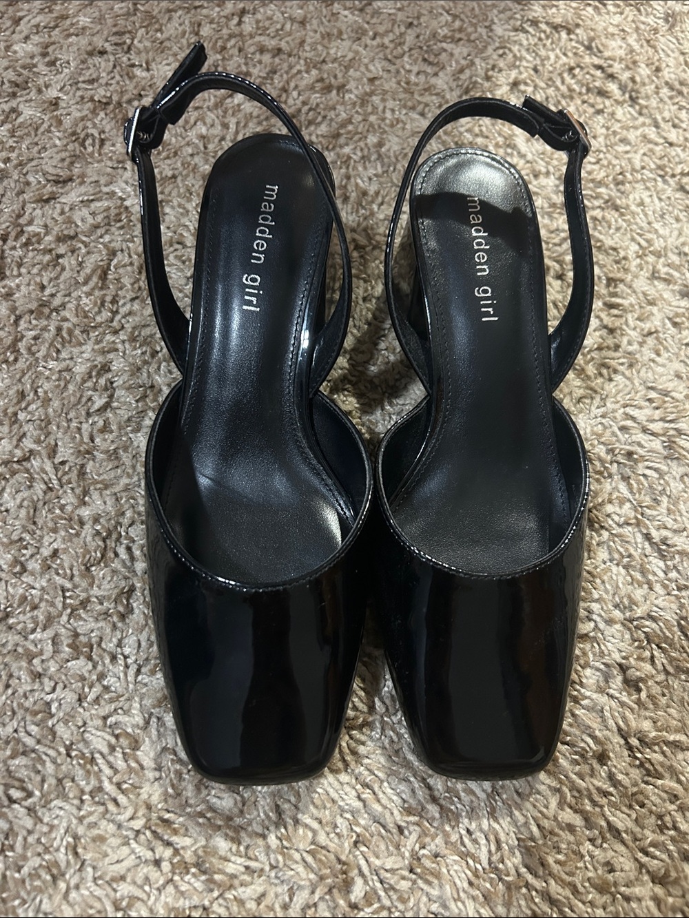 Madden girl black sling back heels